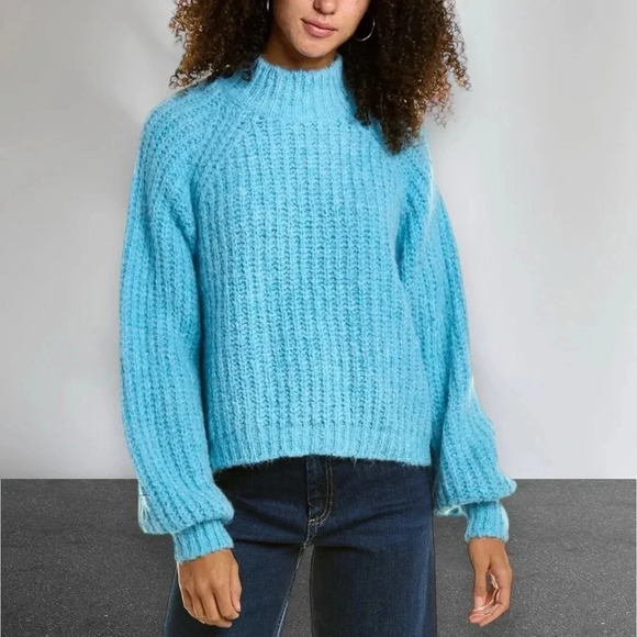 MAJE Alpaca & Wool Blend Sweater Jumper in Aqua Blue Size L - Picture 7 of 16
